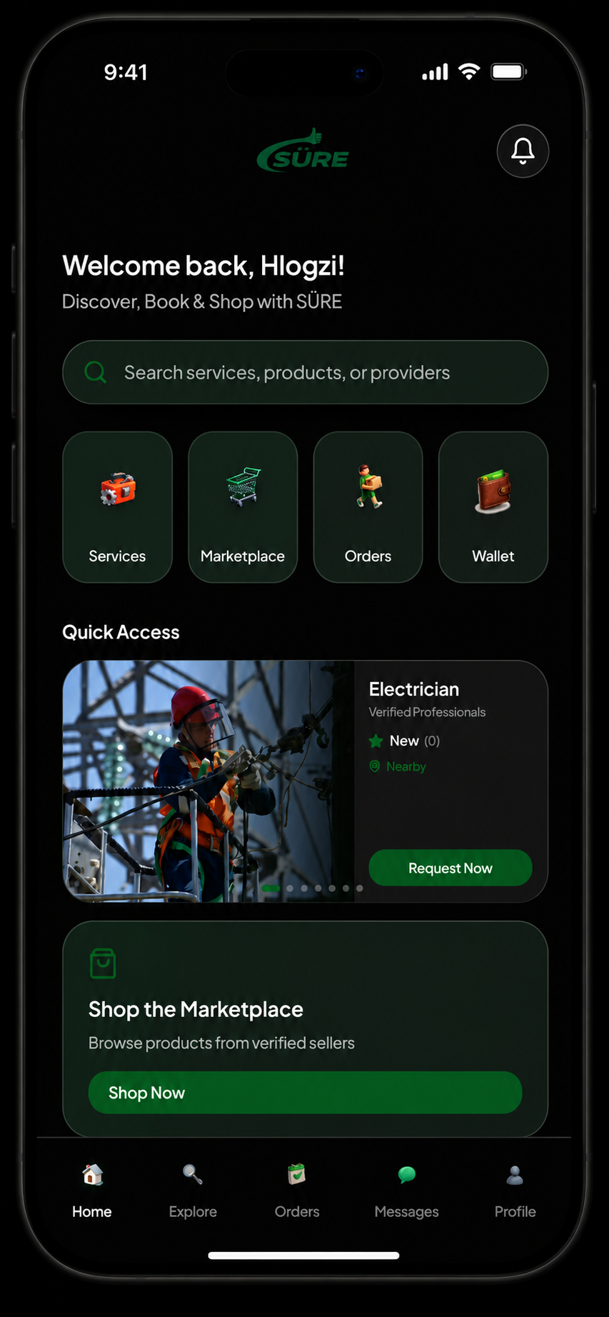 Home screen